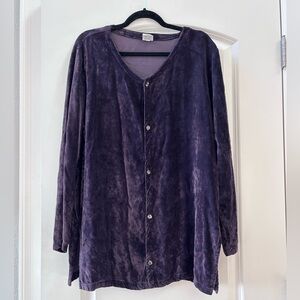 CP Shades velvet button down tunic. Gorgeous purple. Regal. Hand dyed. Luxury. M